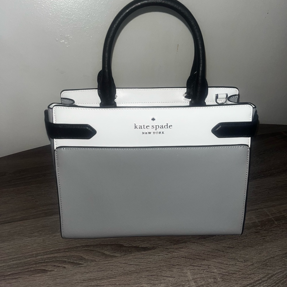 NWOT Kate Spade New York Staci Medium Satchel Bag -Gray White Colorblock Rare - Picture 6 of 6